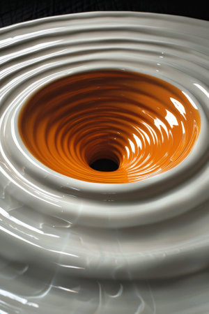 A close up of a white and orange swirl on top of something, AIの素材