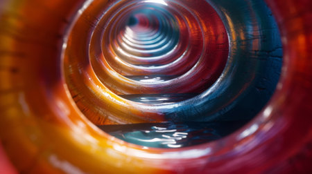 A colorful water slide with a bright orange, yellow and blue color, AIの素材