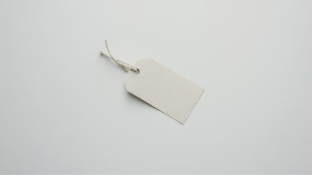 A white tag with a string attached to it on the table, AIの素材