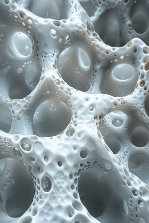 A close up of a white substance with holes in it, AIの素材