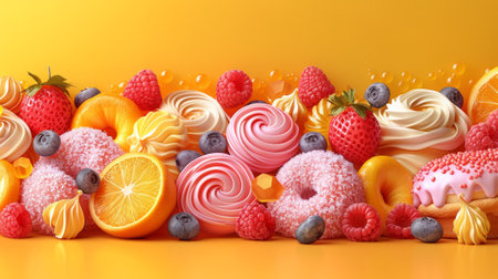 A bunch of different kinds of donuts and other sweets, AIの素材