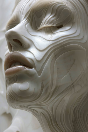 A close up of a sculpture with white lines on it, AIの素材