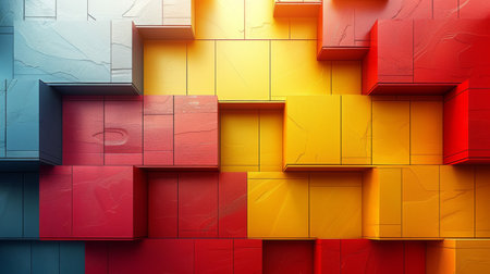 A colorful abstract wall with many different colored cubes, AIの素材