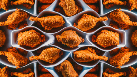 A close up of a pattern made out of fried chicken, AIの素材