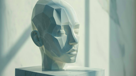A white sculpture of a head on top of some sort of pedestal, AIの素材