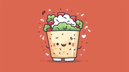 A cartoon character with a taco in its hand, AIの素材