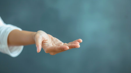 A person is holding out their hand with a finger extended, AIの素材