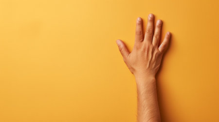 A hand reaching out to touch a yellow wall, AIの素材