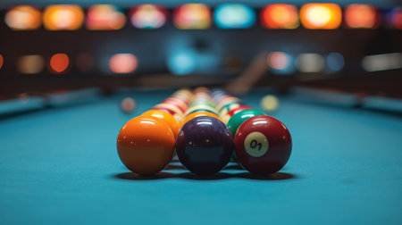 A close up of a pool table with balls on it, AIの素材
