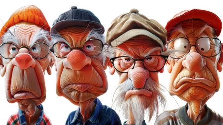 A group of cartoon characters with different facial expressions, AIの素材