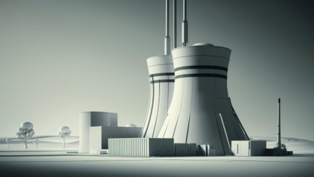 A futuristic nuclear power plant, AIの素材
