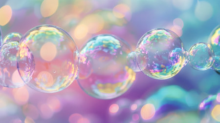 A close up of a bunch of bubbles floating in the air, AIの素材