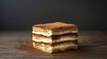 A piece of a slice of cake sitting on top of some sand, AIの素材