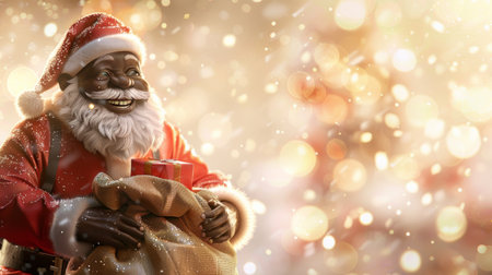A santa claus holding a bag of presents in his hand, AIの素材