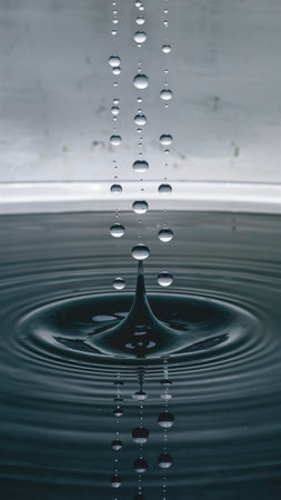 A close up of a drop that is falling into the water, AIの素材