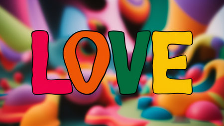 A colorful background with the word love in it, AIの素材