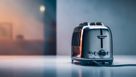 A toaster with a cord attached on top of a table, AIの素材