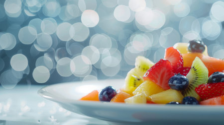 A plate of a bowl filled with fruit and berries, AIの素材