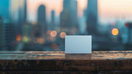 A square white card sitting on top of a wooden table, AIの素材