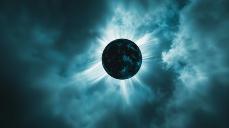 A black hole in the sky with a blue background, AIの素材