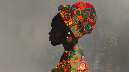 A woman in colorful dress with a hat on her head, AIの素材