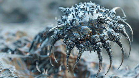 A close up of a metal object with many spikes on it, AIの素材