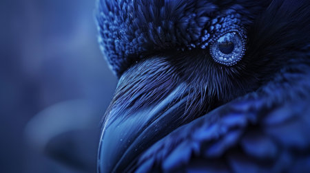 A close up of a blue bird with large eyes, AIの素材