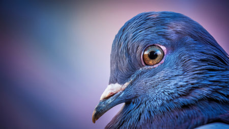 A close up of a blue bird with brown eyes and feathers, AIの素材
