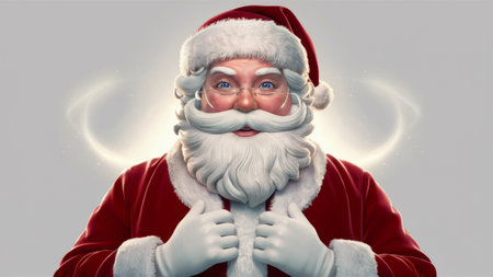 A close up of a santa clause with his hands on the chest, AIの素材