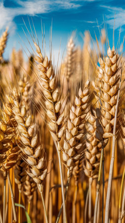 A close up of a field full of ripe wheat, AIの素材