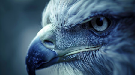 A close up of a birds face with blue eyes, AIの素材