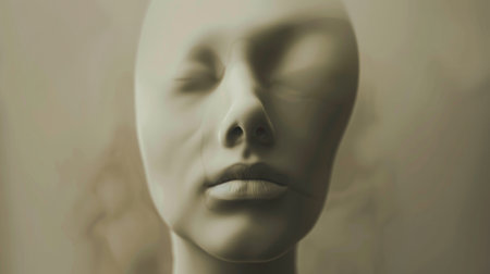 A close up of a mannequin head with its eyes closed, AIの素材