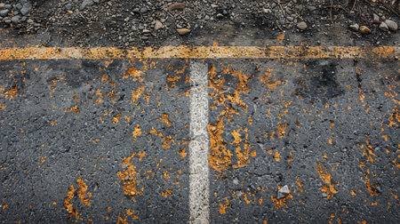 A fire hydrant is painted yellow and white on a road, AIの素材