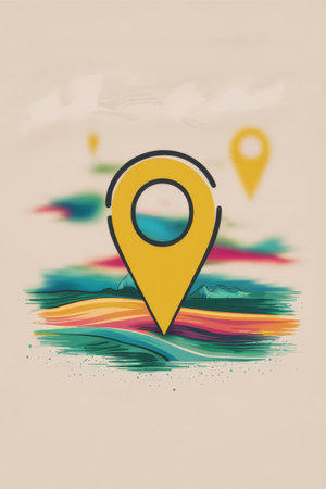 A drawing of a map pin on top of an abstract background, AIの素材