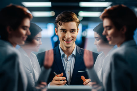 A man in a suit and tie smiling at the camera, AIの素材