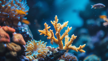 A close up of a coral reef with many different types of fish, AIの素材