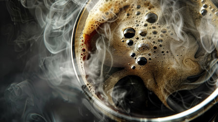 A close up of a pot with steam coming out, AIの素材