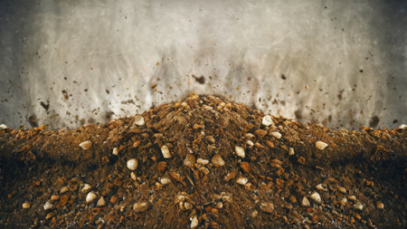 A pile of dirt with a bunch of rocks on top, AIの素材