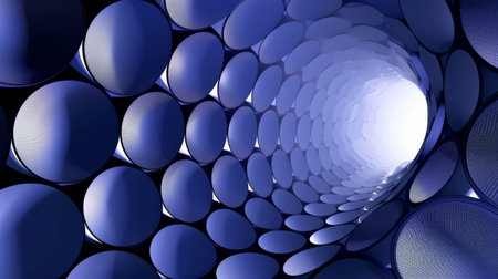 A blue and white circular objects are in a tunnel, AIの素材