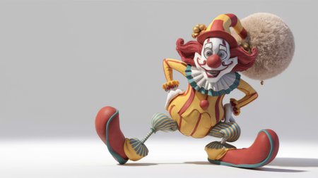 A clown with a big fluffy ball on his head, AIの素材