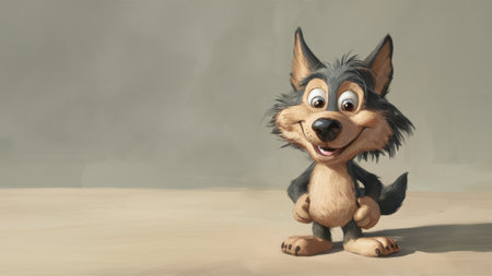A cartoon dog with a big smile on his face, AIの素材