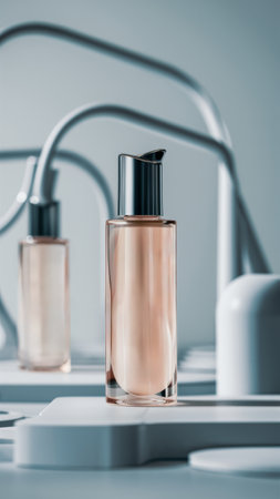 A close up of two bottles on a counter with some other items, AIの素材