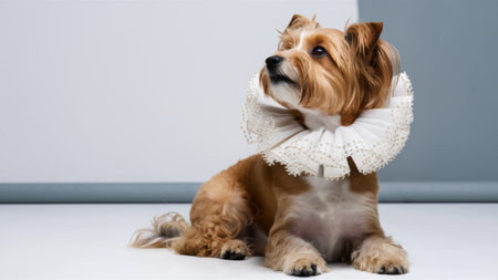 A small dog wearing a collar with an ornate design, AIの素材
