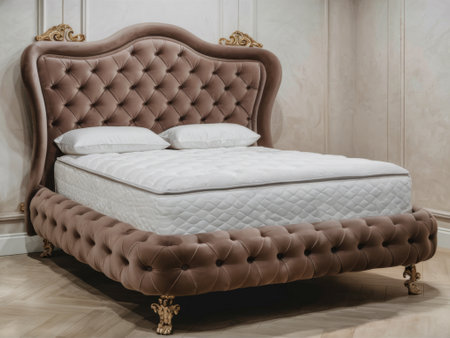 A bed with a mattress on top of it in the middle, AIの素材