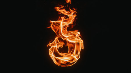 A close up of a fire burning on the black background, AIの素材