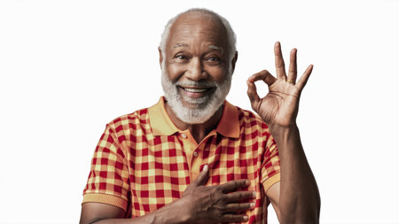 A man with a beard and mustache making an ok gesture, AIの素材