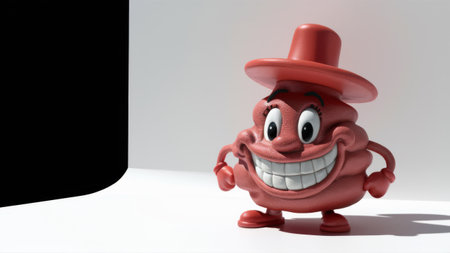 A red rubber ball with a top hat on its head, AIの素材
