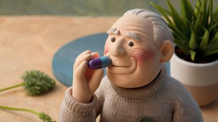 A close up of a figurine with grey hair and beard, AIの素材