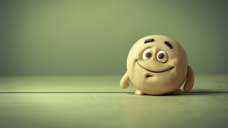 A small toy with a face on it is sitting down, AIの素材