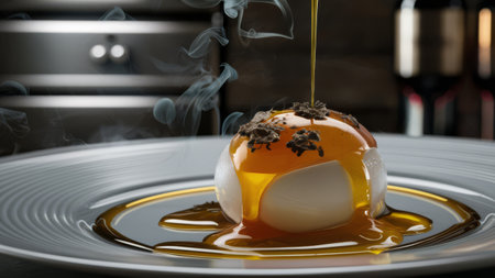 A close up of a dessert being drizzled with syrup, AIの素材